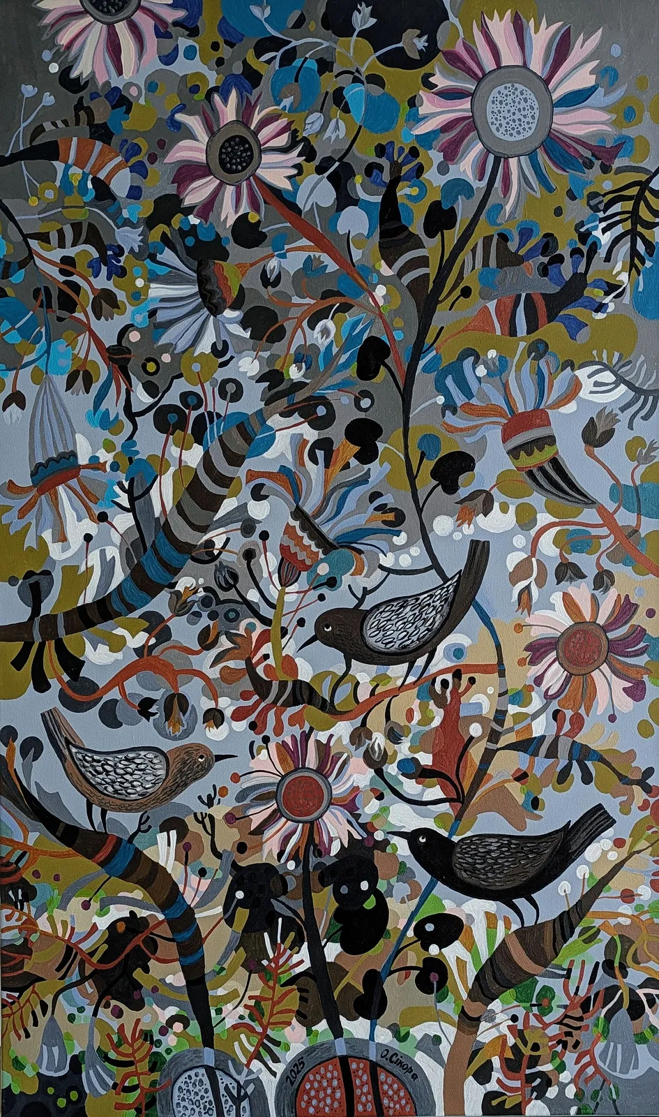 Image of Світанок  by Olesya Sikora, size: 60х100 см, part of the Квіти і пташки series, priced at €27000