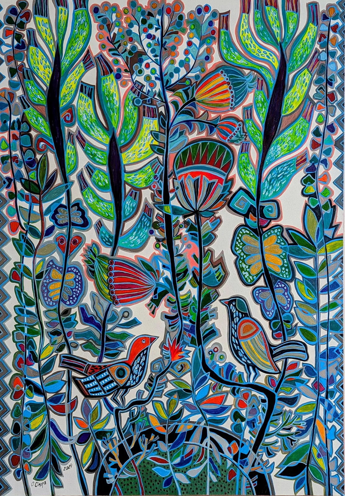 Image of В очікуванні світанку  by Olesya Sikora, size: 70/100, part of the Квіти і пташки series, priced at €27000