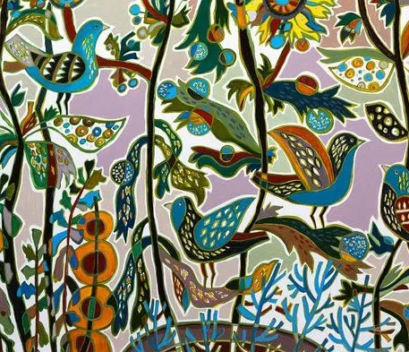 Image of Sunny by Olesya Sikora, size: 90х90 см, made of canvas, acrylic, Painting on glass medium, from Drohobych, part of the Квіти і пташки series, priced at ₴26000 Photo 2 of 2.