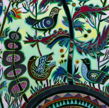 Image of Dawn by Olesya Sikora, size: 70х70 см, made of canvas, acrylic, Painting medium, from Drohobych, part of the Квіти і пташки series, priced at ₴26000 Photo 2 of 2.