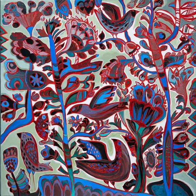 Image of Music by Olesya Sikora, size: 70×70, made of canvas, oil, Painting medium, from Drohobych, part of the Квіти і пташки series, priced at $20000 Photo 2 of 2.