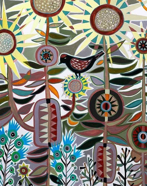 Image of Autumn by Olesya Sikora, size: 70х90 см, made of canvas, acrylic, Painting medium, from Drohobych, part of the Квіти і пташки series, priced at ₴26000 Photo 2 of 2.