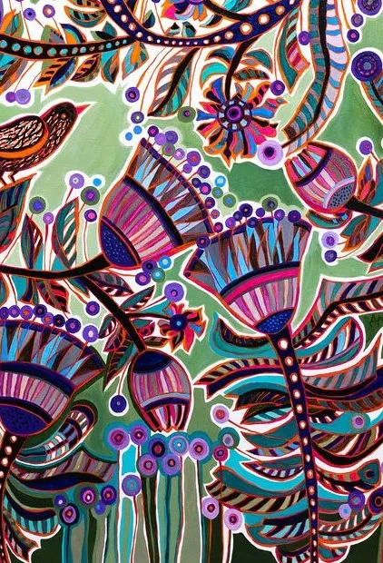 Image of Summer in Boykivshchyna by Olesya Sikora, size: 70х100 см, made of canvas, acrylic, Painting medium, from Drohobych, part of the Квіти і пташки series, priced at ₴27000 Photo 2 of 2.