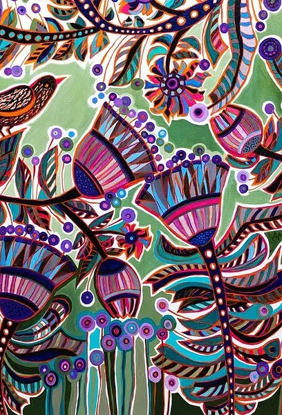 Зображення "Літо на Бойківщині" від Олеся Сікора, розмір: 70х100 см, матеріали: полотно, акрил, медіум: Живопис, місто: Дрогобич, серія: Квіти і пташки, ціна: ₴27000 Фото 2 з 2.