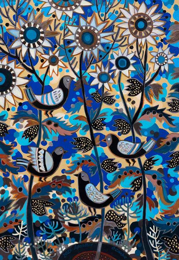 Image of Dawn is breaking by Olesya Sikora, size: 40х60 см, made of canvas, acrylic, Painting medium, from Drohobych, part of the Квіти і пташки series, priced at ₴13000